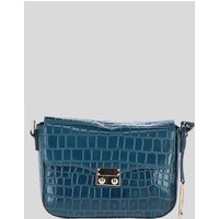 Ashwood Leather Women's 'Elegance' Croc Embossed Leather Cross Body Bag in Teal