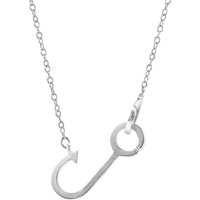 ANCHOR & CREW Women's Fish Hook Link Paradise Silver Necklace Pendant | Size: 20 inches