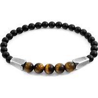 ANCHOR & CREW Men's Hukou Silver & Stone Bracelet in Brown | Size: 21 cm