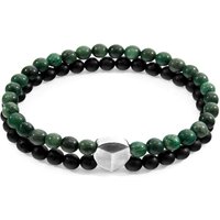 ANCHOR & CREW Men's Iguazu Silver & Stone Bracelet in Green | Size: 19 cm