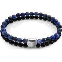 ANCHOR & CREW Men's Iguazu Silver & Stone Bracelet in Blue | Size: 19 cm