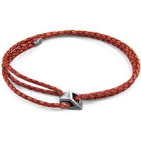 ANCHOR & CREW Men's Arthur Silver & Braided Leather SKINNY Bracelet in Red
