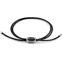 ANCHOR & CREW Men's Edward Silver & Braided Leather SKINNY Bracelet in Black