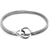 ANCHOR & CREW Men's Montrose Silver & Rope Bracelet in Grey | Size: 21 cm
