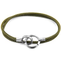ANCHOR & CREW Men's Montrose Silver & Rope Bracelet in Green | Size: 23 cm