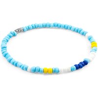 ANCHOR & CREW Men's Edgar Silver & Glass SKINNY Bracelet in Blue | Size: 21 cm