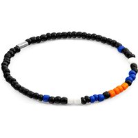 ANCHOR & CREW Men's Edgar Silver & Glass SKINNY Bracelet in Orange | Size: 21 cm