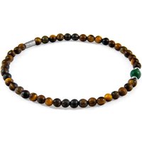 ANCHOR & CREW Men's Walter Silver & Stone SKINNY Bracelet in Brown | Size: 23 cm