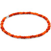 ANCHOR & CREW Men's Jack Silver & Glass SKINNY Bracelet in Red | Size: 21 cm