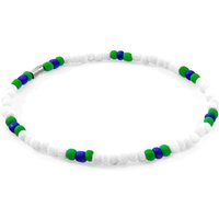 ANCHOR & CREW Men's Oscar Silver & Glass SKINNY Bracelet in White | Size: 21 cm