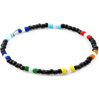 ANCHOR & CREW Men's Oscar Silver & Glass SKINNY Bracelet in Black | Size: 23 cm