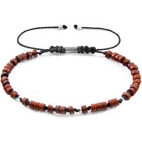 ANCHOR & CREW Men's Percy Silver & Stone SKINNY Macrame Bracelet in Brown
