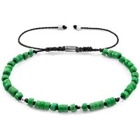 ANCHOR & CREW Men's Percy Silver & Stone SKINNY Macrame Bracelet in Green