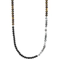 ANCHOR & CREW Men's Isaac Silver & Stone SKINNY Necklace x Wrap Bracelet in Black | Size: 20 inches