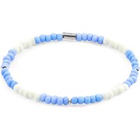 ANCHOR & CREW Women's Sophia Silver & Glass SKINNY Bracelet in Blue | Size: 21 cm