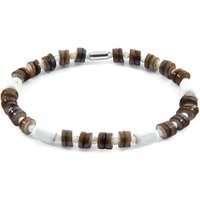 ANCHOR & CREW Women's Maisie Silver & Freshwater Shell SKINNY Bracelet in Brown | Size: 19 cm