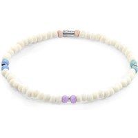 ANCHOR & CREW Women's Evelyn Silver & Glass SKINNY Bracelet in White | Size: 21 cm