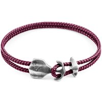 ANCHOR & CREW Men's Delta Anchor Silver & Rope Bracelet in Purple | Size: 21 cm