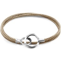 ANCHOR & CREW Men's Montrose Silver & Rope Bracelet in Light Brown | Size: 21 cm