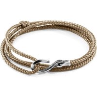 ANCHOR & CREW Men's Heysham Silver & Rope Bracelet in Light Brown