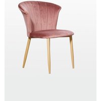 Life Interiors Single Elsa Velvet Dining Chair with Wooden Legs, Curved Back & Comfortable Seating in Pink
