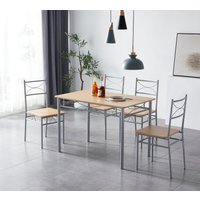 MCC Direct Dining table & 4 chairs Wooden Table Set with Metal Frame Silvia in Natural