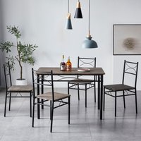 MCC Direct Dining table & 4 chairs Wooden Table Set with Metal Frame Silvia in Brown