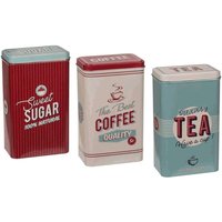 Almineez Retro Set of 3 Stainless Steel Tea Coffee Sugar Jar Canisters Kitchen | Size: 1 Pack