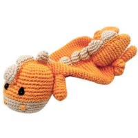 Pebblechild Fairtrade Crochet Baby Soft Toy Dinosaur Comforter Soft Orange | Size: 1 Pack