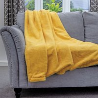 Dreamcatcher Luxury Faux Fur Polyester Throw Over Blanket 160x130cm in Gold | Size: 160x130 cm