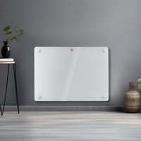 Futura 1000W White Glass Electric Panel Radiator Heater, Bathroom Safe Setback Timer & Thermostat Lot 20 Wall Mounted or Floor Standing