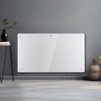 Futura 1500W White Glass Electric Panel Radiator Heater, Bathroom Safe Setback Timer & Thermostat Lot 20 Wall Mounted or Floor Standing