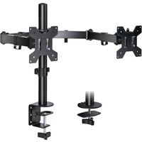 Futura Dual Monitor Arm for 13 to 27 Inch Screens - Dual Monitor Desk Mount with Clamp 90 Tilt & 360 Rotation & 180 Swivel in Black