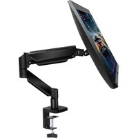 Futura Single Monitor Arm Desk Mount Gas Spring Bracket 13-32 Inch Screens, Adjustable Stand, Full Motion Tilt Swivel Rotation in Black