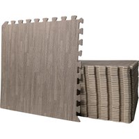 12 Piece Wood Effect EVA Foam Floor Protective Tiles Mats 60x60cm Each Set Gyms Kitchens Garages Camping Play