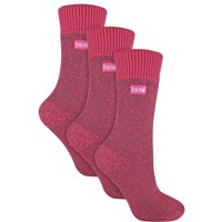 THMO Women's 3 Pairs Thick Winter Thermal Socks with Seamless Toe in Dark Pink | Size: 4-8