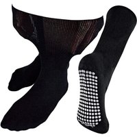 Dr.Socks Men's 1 Pack Extra Wide Bamboo Oedema Socks with Grips in Black | Size: 12-14