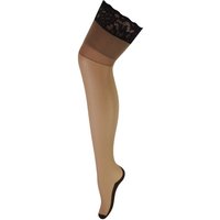 Sock Snob Women's High Waisted Sheer Seamed Stockings in Medium Beige