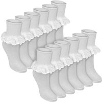 Sock Snob Girl's 12 Pack Baby White Soft Frilly Lace Socks | Size: 6-12 m