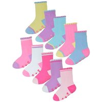 Sock Snob Girl's 10 Pack Baby Girl Soft Cotton Colorful Non Slip Heel & Toe Socks | Size: 0-6 m