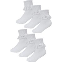 Sock Snob Girl's 6 Pack Baby Girl Soft Cotton Rich Frilly Lace Socks in White | Size: 6-12 m