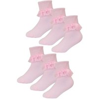 Sock Snob Girl's 6 Pack Baby Girl Soft Cotton Rich Frilly Lace Socks in Pink | Size: 0-6 m