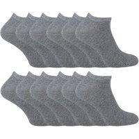 Sock Snob Men's 12 Pairs Cotton Low Cut Trainer Socks in Grey | Size: 12-14