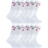 Sock Snob Men's 12 Pairs Retro Stripe Cotton Sports Socks in White & Black | Size: 11-14