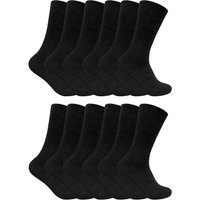 Sock Snob Men's 12 Pairs Thin Non Elastic Thermal Diabetic Socks in Black | Size: 6-11