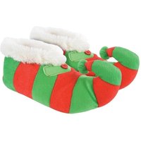 Novelty Christmas Elf Slippers Fleece Linied Striped Slippers 11 12