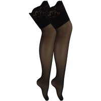 Sock Snob Women's 2 Pack Seamed Stockings with Lace Top in Black | Size: XL