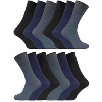 Sock Snob Men's 12 Pairs Thin Soft 100% Cotton Non Elastic Dress Socks in Navy | Size: 6-11