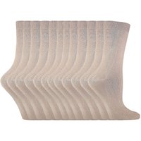 Sock Snob Women's 12 Pairs Plain Coloured Cotton Rich Dress Socks in Beige | Size: 4-8
