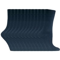 Sock Snob Women's 12 Pairs Plain Coloured Cotton Rich Dress Socks in Navy | Size: 4-8
